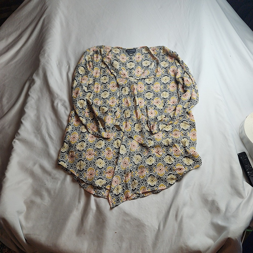 Van Heusen Blouse Long Sleeve Floral Print Polyester Women's Size Small